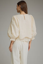 Load image into Gallery viewer, NEWEST ARRIVAL Ecru Off White Balloon Sleeve Lace Trim Blouse
