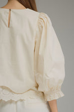 Load image into Gallery viewer, NEWEST ARRIVAL Ecru Off White Balloon Sleeve Lace Trim Blouse
