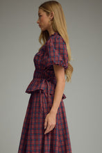 Load image into Gallery viewer, NEWEST ARRIVAL Red/Navy Gingham Smocked Midi Skirt Set
