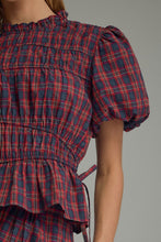 Load image into Gallery viewer, NEWEST ARRIVAL Red/Navy Gingham Smocked Midi Skirt Set
