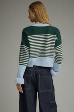 Load image into Gallery viewer, NEWEST ARRIVAL Blue/Hunter Green Striped Cardigan
