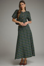 Load image into Gallery viewer, NEWEST ARRIVAL Green Christmas Plaid Maxi Skirt Set

