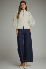 Load image into Gallery viewer, NEWEST ARRIVAL Off White Lace Frog Button Closure Blouse
