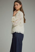 Load image into Gallery viewer, NEWEST ARRIVAL Off White Lace Frog Button Closure Blouse
