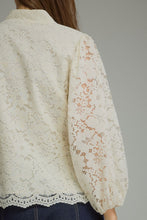Load image into Gallery viewer, NEWEST ARRIVAL Off White Lace Frog Button Closure Blouse
