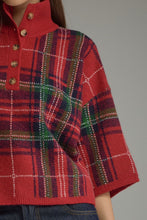 Load image into Gallery viewer, NEWEST ARRIVAL Red Christmas Large Plaid Mock Neck Sweater

