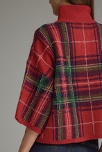Load image into Gallery viewer, NEWEST ARRIVAL Red Christmas Large Plaid Mock Neck Sweater
