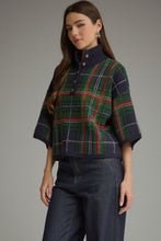 Load image into Gallery viewer, NEWEST ARRIVAL Navy Christmas Large Plaid Mock Neck Sweater
