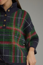 Load image into Gallery viewer, NEWEST ARRIVAL Navy Christmas Large Plaid Mock Neck Sweater
