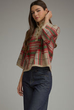 Load image into Gallery viewer, NEWEST ARRIVAL Taupe/Red Large Plaid Mock Neck Sweater
