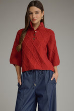 Load image into Gallery viewer, NEWEST ARRIVAL Red Cable Knit Boxy Mock Neck Sweater
