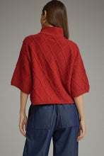 Load image into Gallery viewer, NEWEST ARRIVAL Red Cable Knit Boxy Mock Neck Sweater

