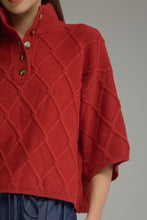 Load image into Gallery viewer, NEWEST ARRIVAL Red Cable Knit Boxy Mock Neck Sweater
