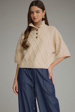 Load image into Gallery viewer, NEWEST ARRIVAL Ecru Cream Cable Knit Boxy Mock Neck Sweater
