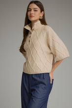 Load image into Gallery viewer, NEWEST ARRIVAL Ecru Cream Cable Knit Boxy Mock Neck Sweater
