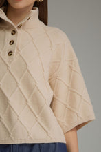 Load image into Gallery viewer, NEWEST ARRIVAL Ecru Cream Cable Knit Boxy Mock Neck Sweater
