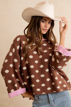 Load image into Gallery viewer, NEWEST ARRIVAL Brown/Blush Polka Dot Sweater
