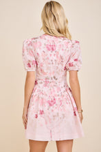 Load image into Gallery viewer, NEWEST ARRIVAL Pink Floral Puff Sleeve Dress
