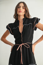 Load image into Gallery viewer, Black/Coral Tiered Midi Dress

