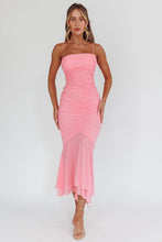 Load image into Gallery viewer, LAST ONE FINAL SALE Pink One Strap Ruched Midi Dress
