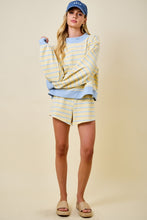 Load image into Gallery viewer, NEWEST ARRIVAL Yellow/Blue Striped Mock Neck Shorts Set
