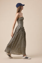Load image into Gallery viewer, NEWEST ARRIVAL Natural Checker Gingham Strapless Maxi Dress
