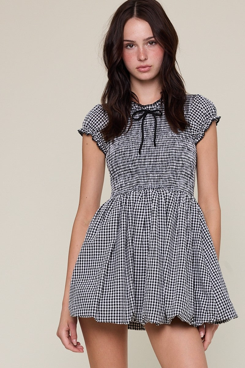 NEWEST ARRIVAL *PREORDER 9/12* Black/White Checker Mini Dress