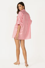 Load image into Gallery viewer, NEWEST ARRIVAL Pink/Red Striped Shirt Dress
