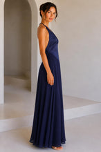 Load image into Gallery viewer, NEWEST ARRIVAL Navy Deep Plunge Halter Maxi Dress
