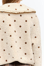 Load image into Gallery viewer, NEWEST ARRIVAL Cream/Brown Polka Dot Front Tie Jacket
