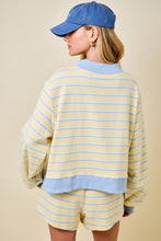 Load image into Gallery viewer, NEWEST ARRIVAL Yellow/Blue Striped Mock Neck Shorts Set
