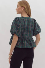 Load image into Gallery viewer, Green or Red Plaid Silver Bow Blouse
