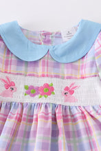 Load image into Gallery viewer, LAST ONE Girl Blue Plaid Pink Rabbit Short Set
